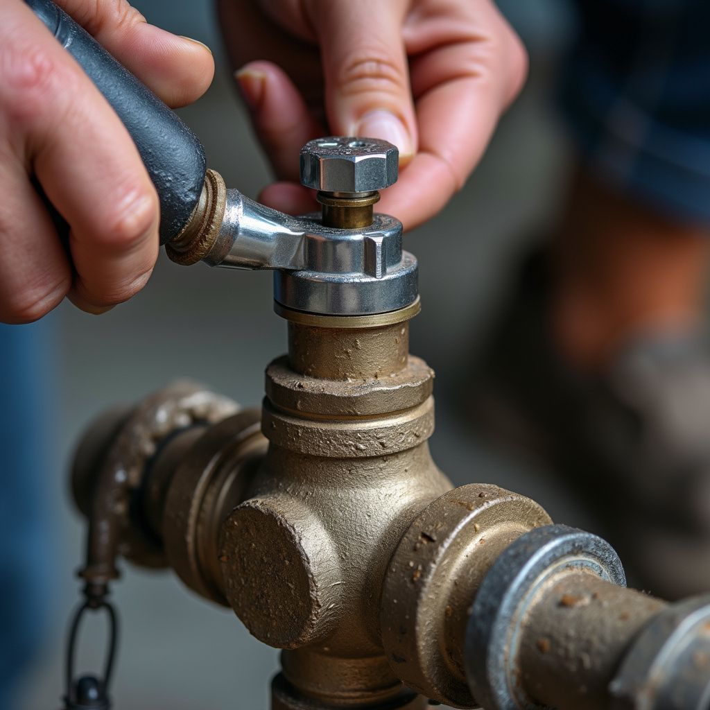 Person attaching a hose to an outdoor water faucet.