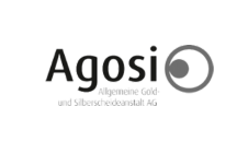 Svart og hvítt lógó fyrir fyrirtæki sem heitir agosi