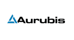 Merkið fyrir aurubis er blátt og svart á hvítum bakgrunni.