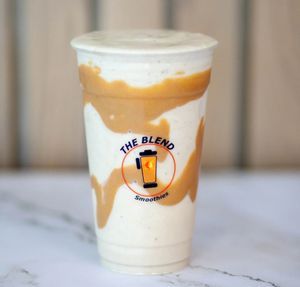 Oat Milk, Banana, Peanut Butter, Agave, Protein Powder, Peanut Drizzle
