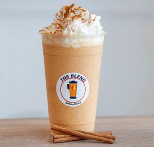 2% Milk, Sweet Cream, Pumpkin Puree, Vanilla Frozen Yogurt, Cinnamon, and Graham Crackers, topped with whipped cream and cinnamon. 