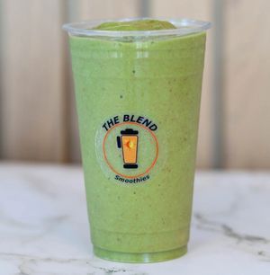 Apple Juice, Fresh Spinach, Mango, Strawberries, Banana, Flax Seed