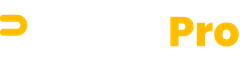 Yellow “Pro” text on a white background, with a partial yellow symbol on the left.