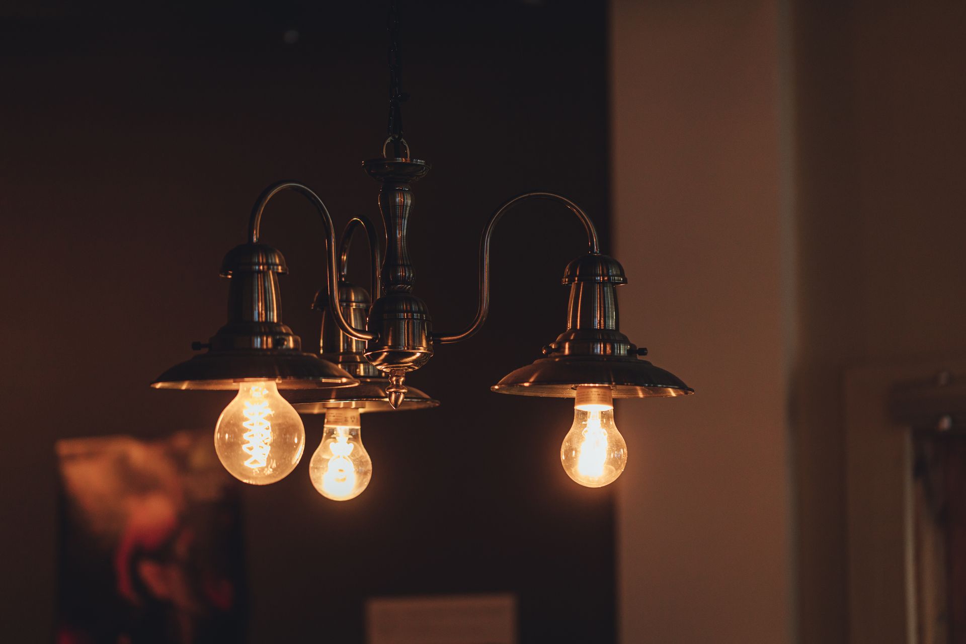 Chandelier installed in ceiling