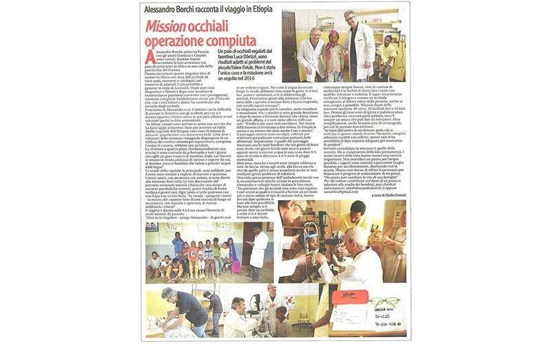 Articolo giornalistico di un evento di raccolta fondi