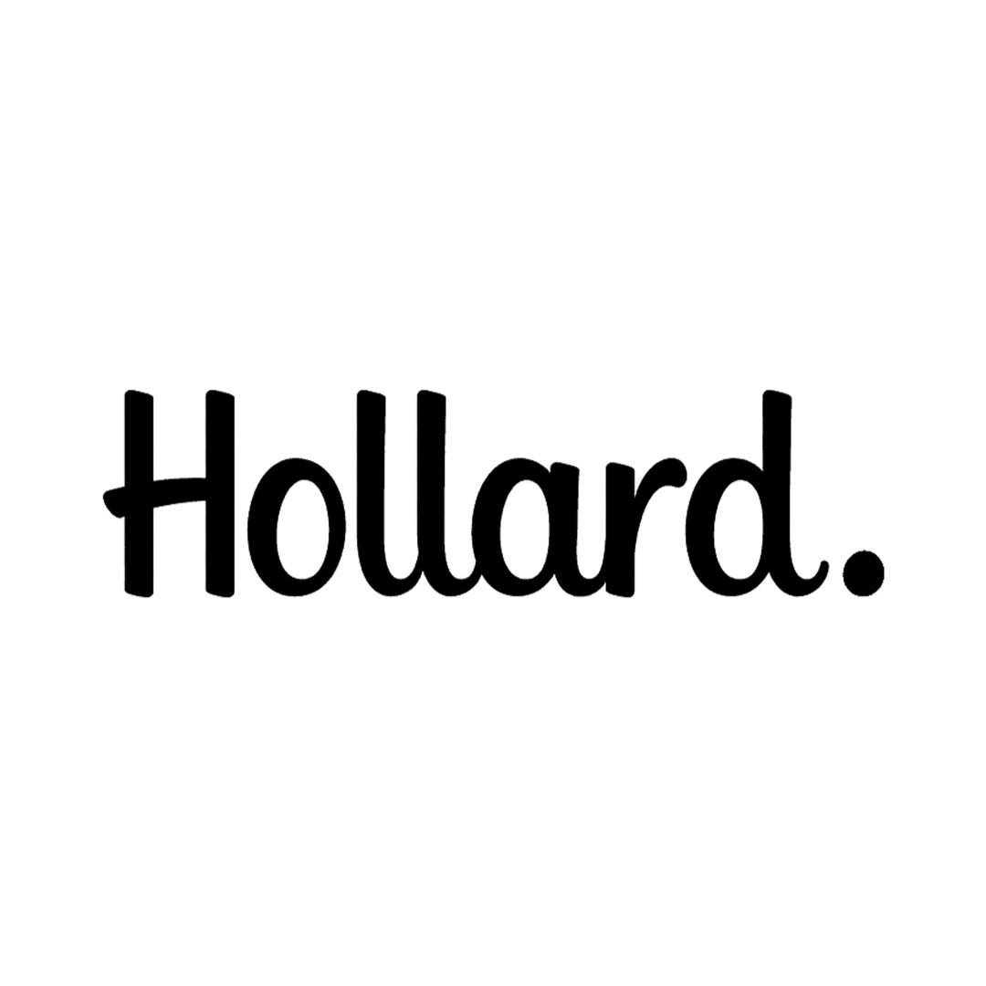 A black and white logo for hollard on a white background.