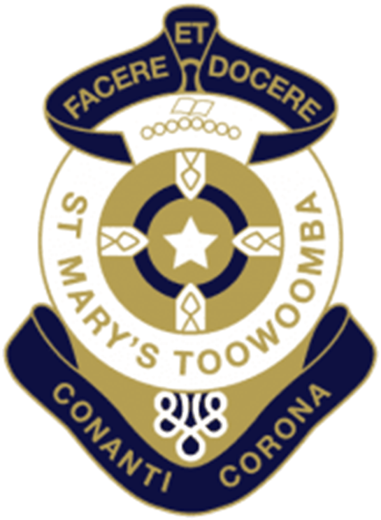 A logo for st mary 's toowoomba conanti corona