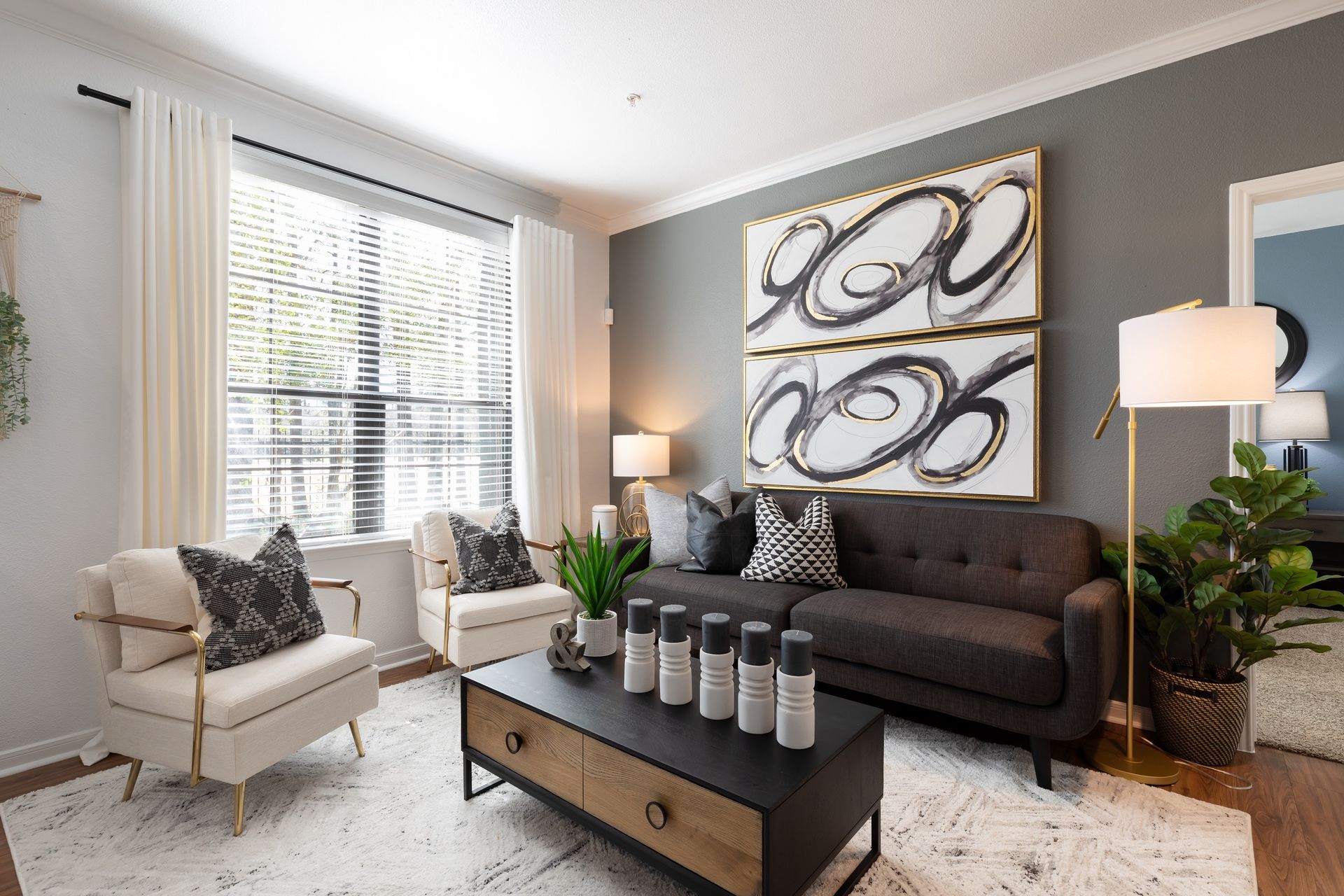 Living room at Stone Creek at The Woodlands in The Woodlands, TX.