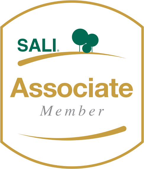 A logo for sali associate member with trees in the background