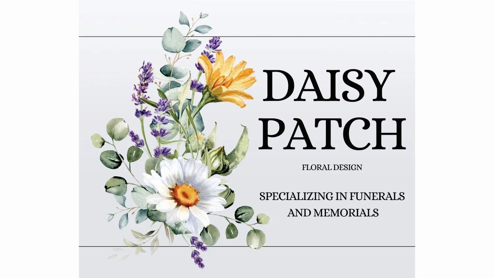 Daisy Patch Floral Design logo with flower arrangement and text 