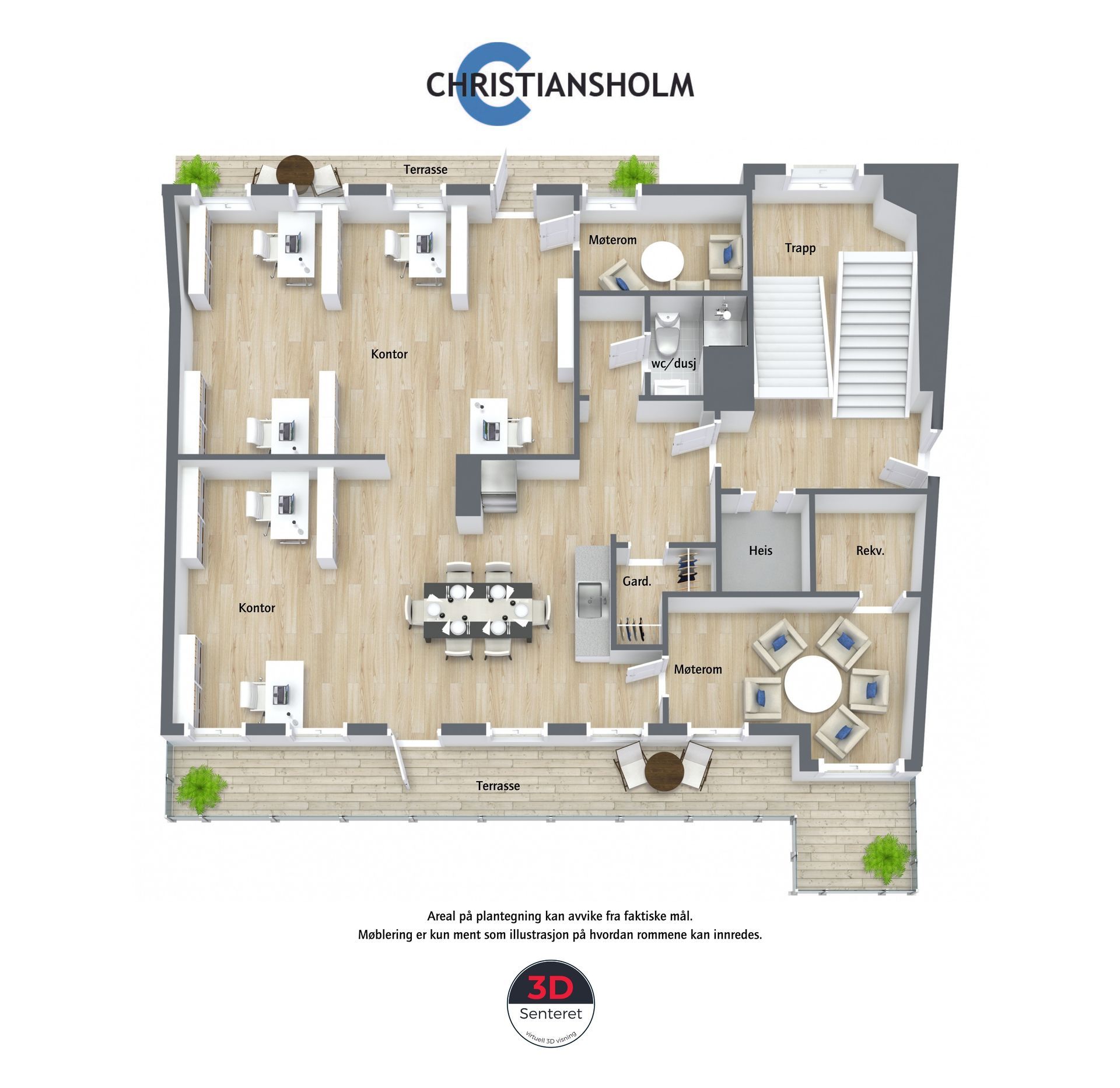 Plantegningen er utviklet av 3DSenteret.no