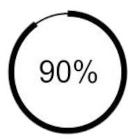 A black and white circle with the number 90 inside of it.