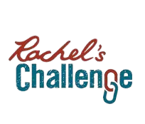 The logo for rachel 's challenge is red and blue on a white background.