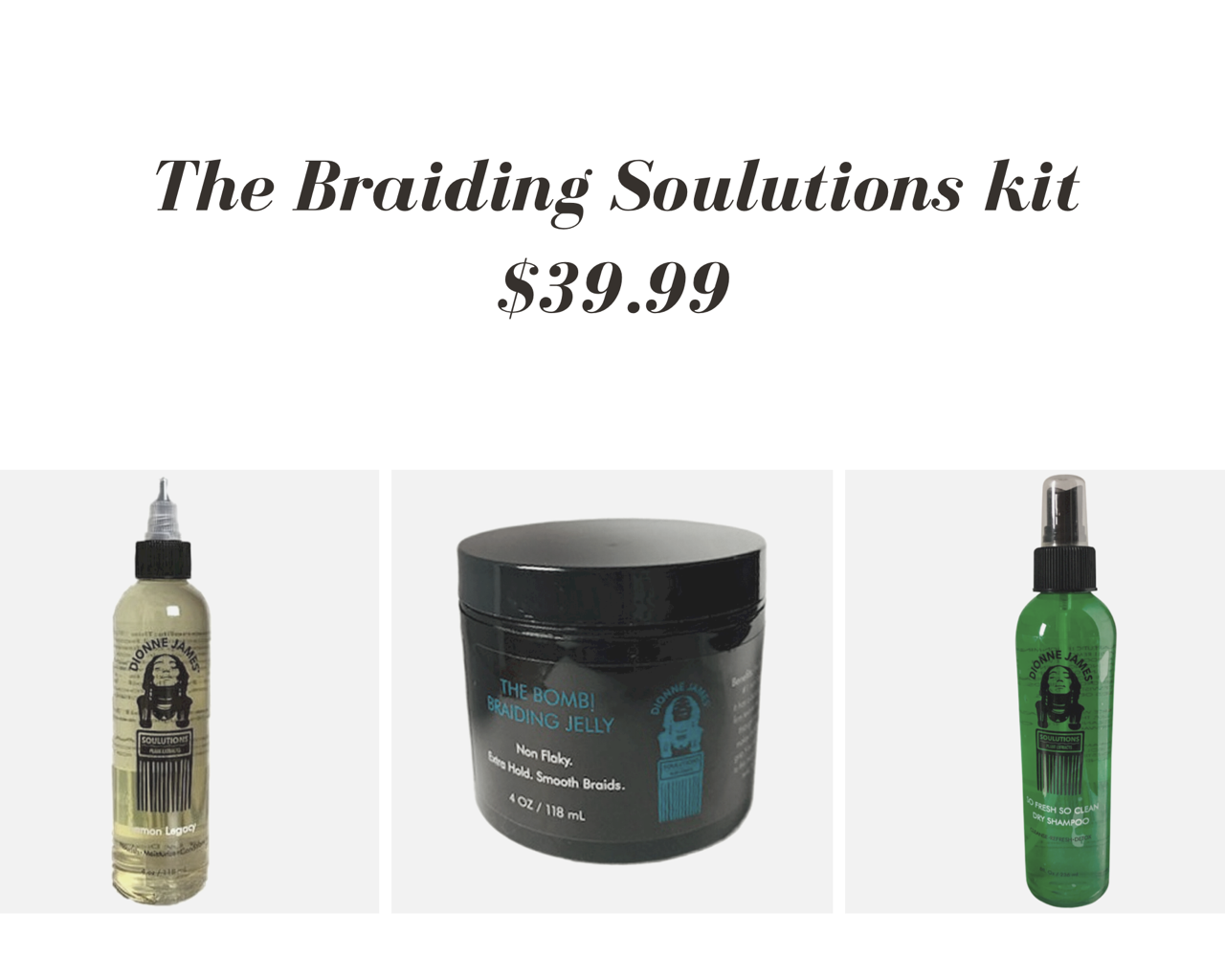 A picture of a braiding solutions kit for $ 39.99
