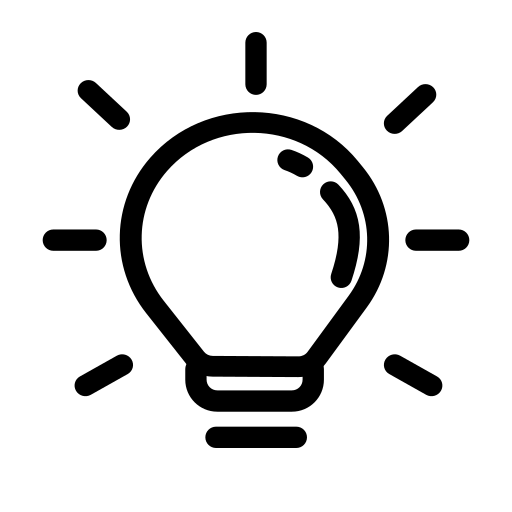 A light bulb with rays coming out of it.