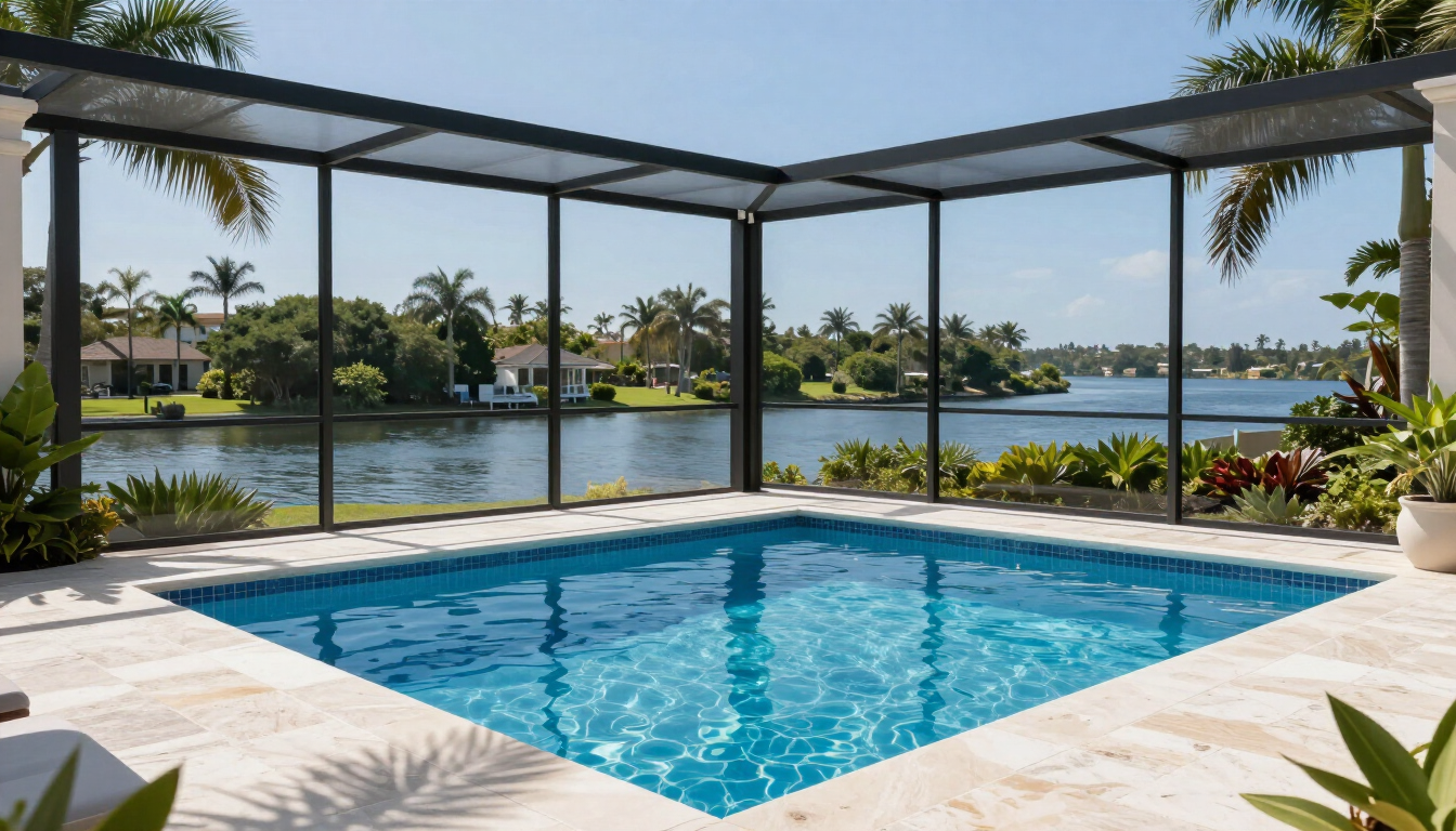 Close up of high-quality pool screen mesh