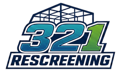 321 Rescreening logo with blue and green text and a wireframe building above