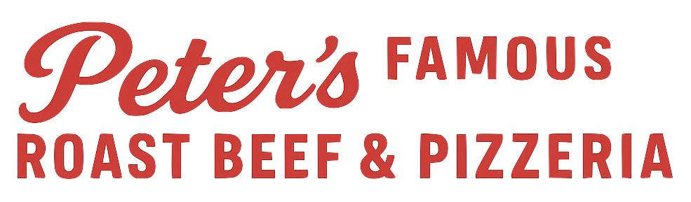 The logo for peter 's famous roast beef and pizzeria