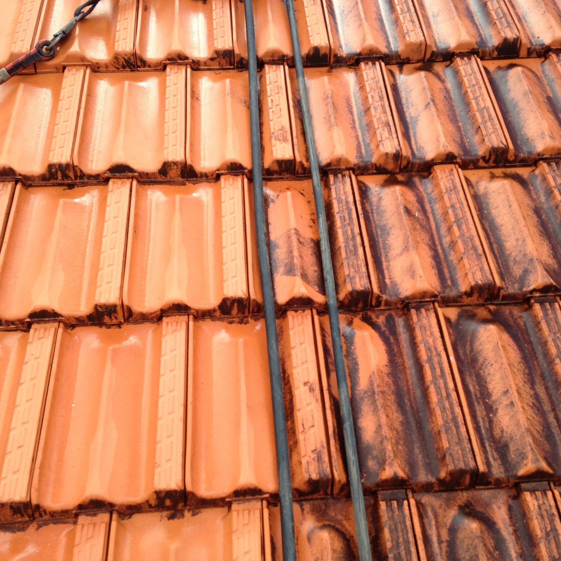 Orange Clay Tile Roof With Blackened Spots