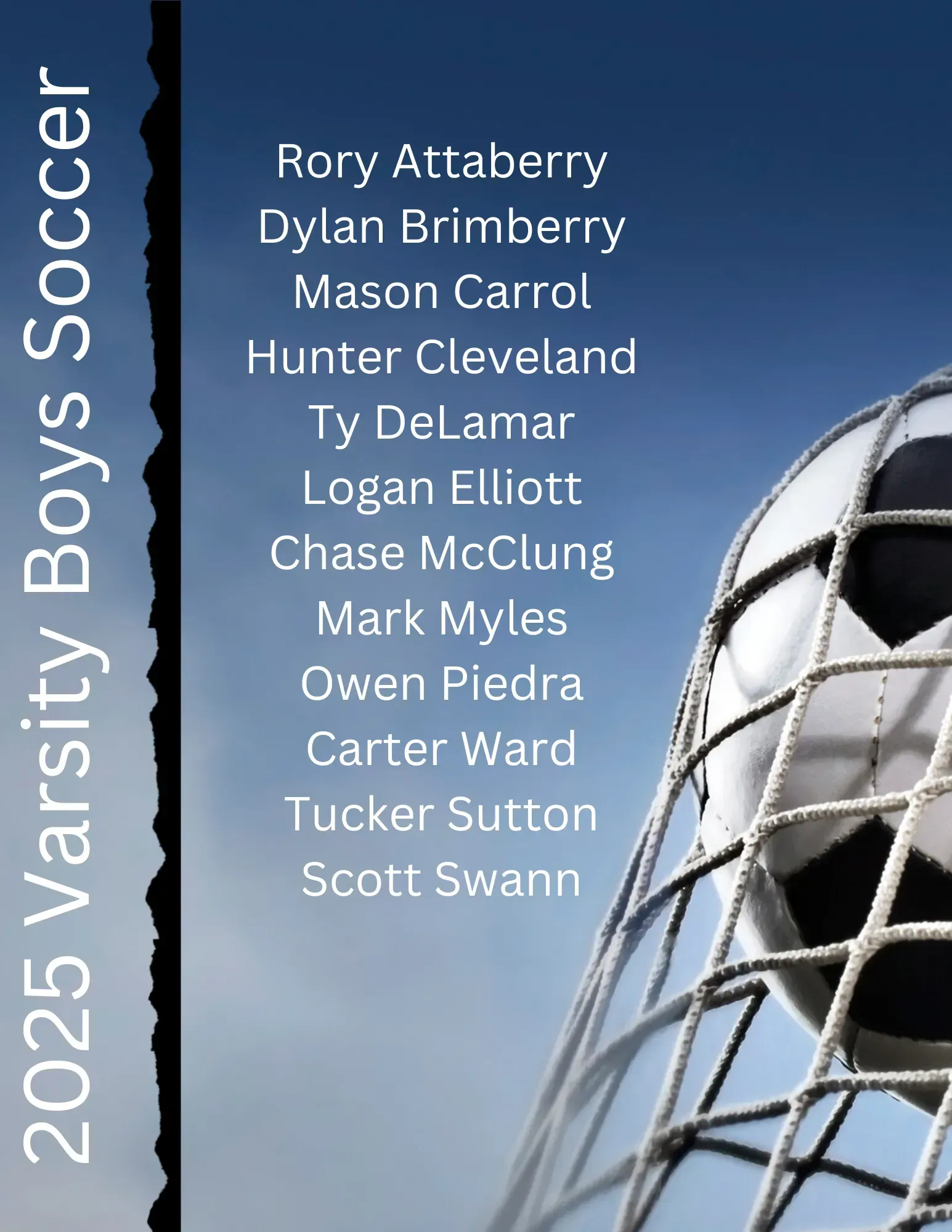 A poster for the 2021 varsity girls soccer team