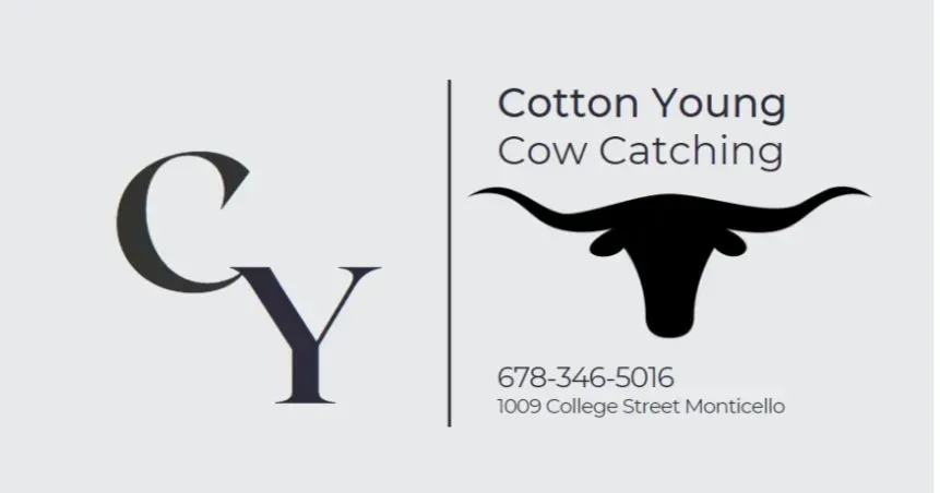 The logo for cotton young cow catching shows a cow with long horns.