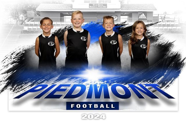 A poster for piedmont football shows a group of kids