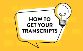A speech bubble with a light bulb and the words `` how to get your transcripts ''.