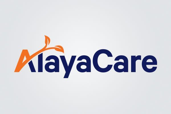 A blue and orange logo for klayacare on a white background