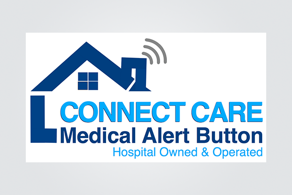 A logo for connect care medical alert button hospital owned and operated