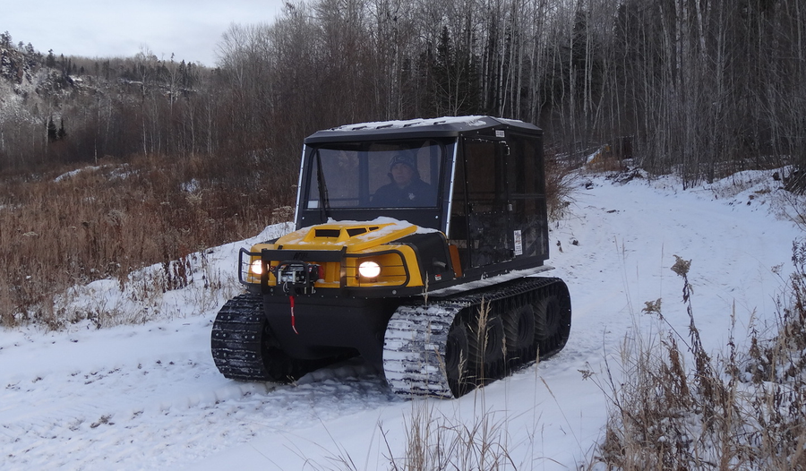 An Argo Conquest Series driven on winter road.