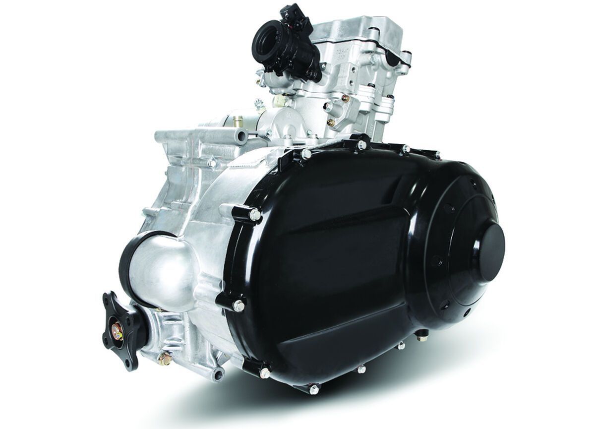 An engine on a white background. 