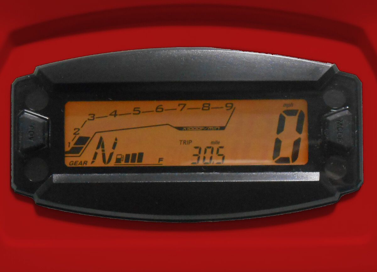 Digital display showing odometer on an ATV.