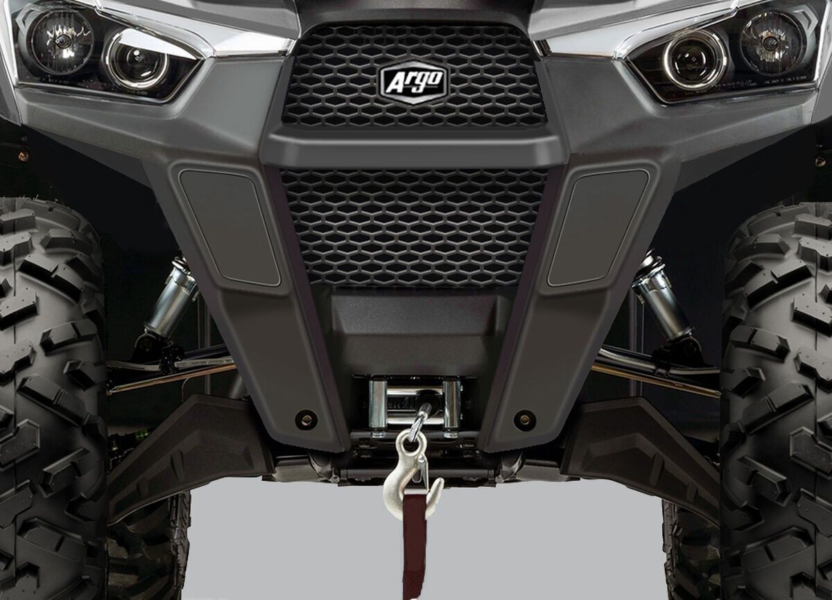 front suspensions on grey ATV.
