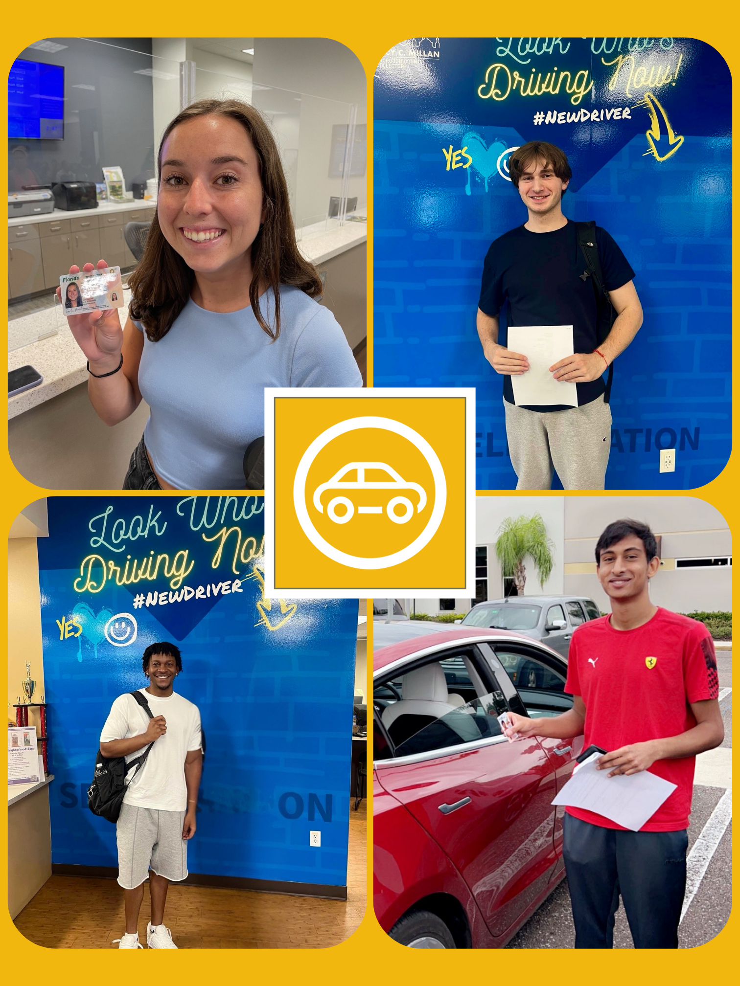 Student driver taking DMV road test in Florida or Chicago with a DRIVEx instructor