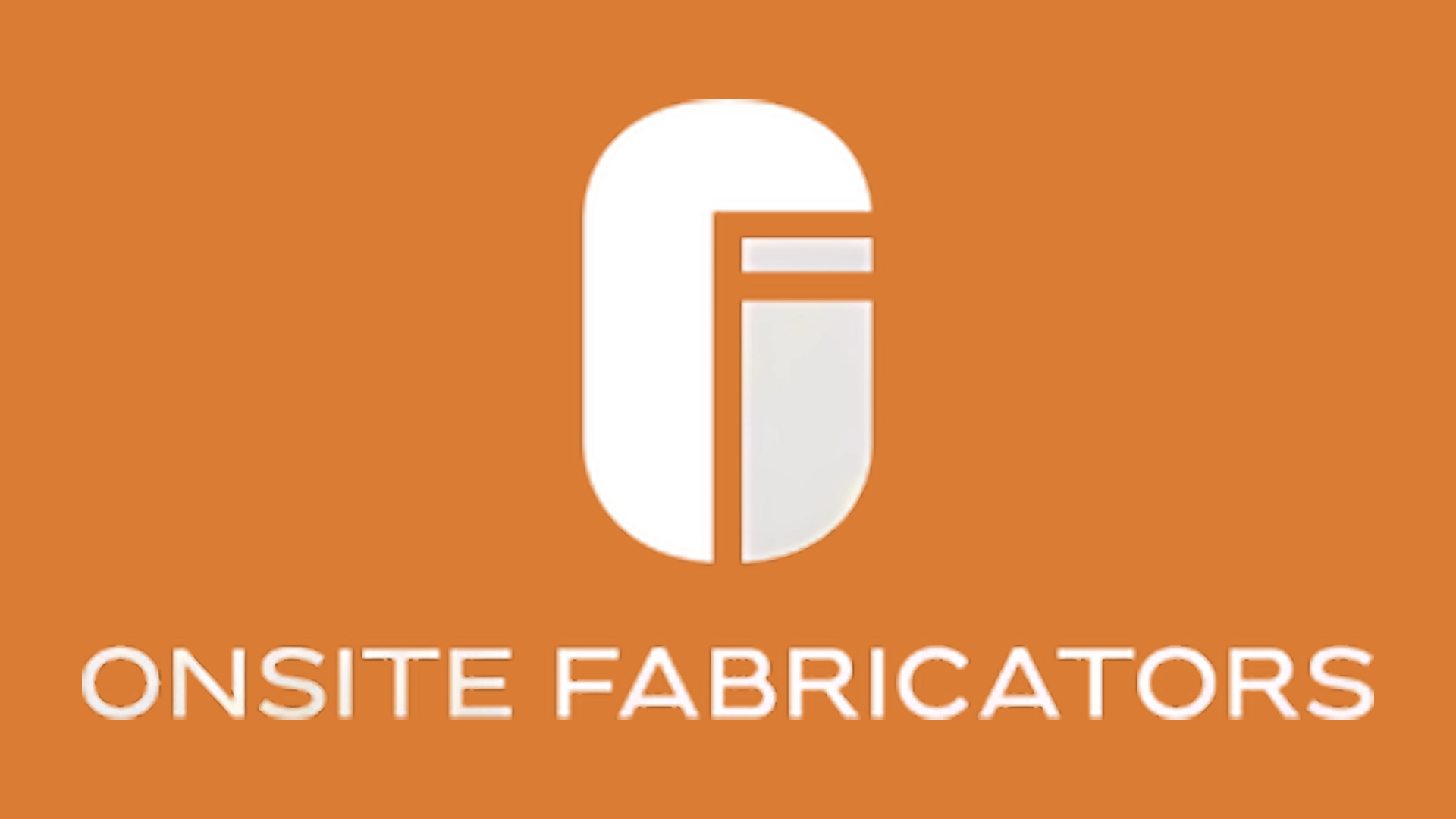 Onsite fabricators logo on an orange background