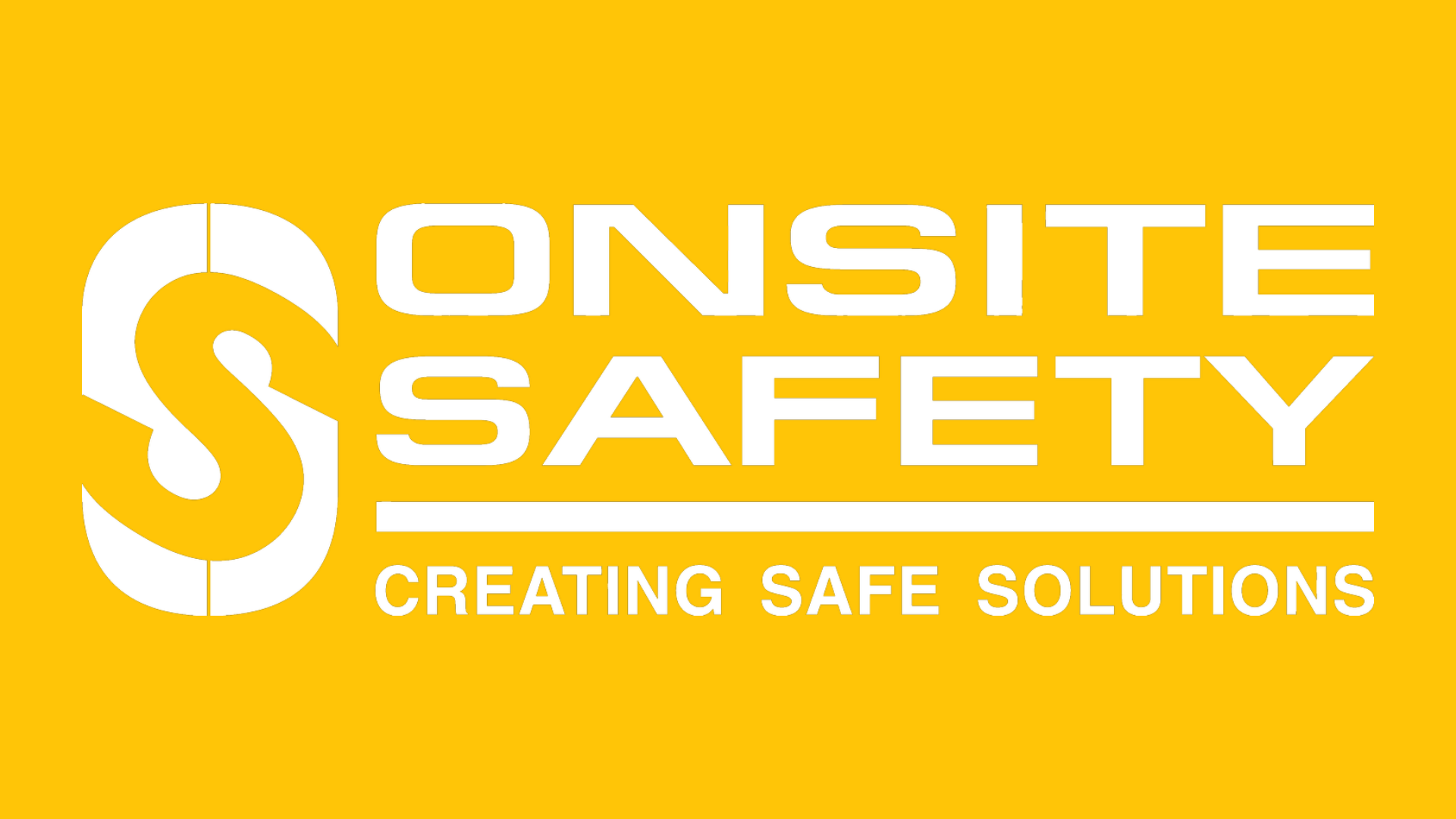 The onsite safety logo is yellow and white and says `` creating safe solutions ''.