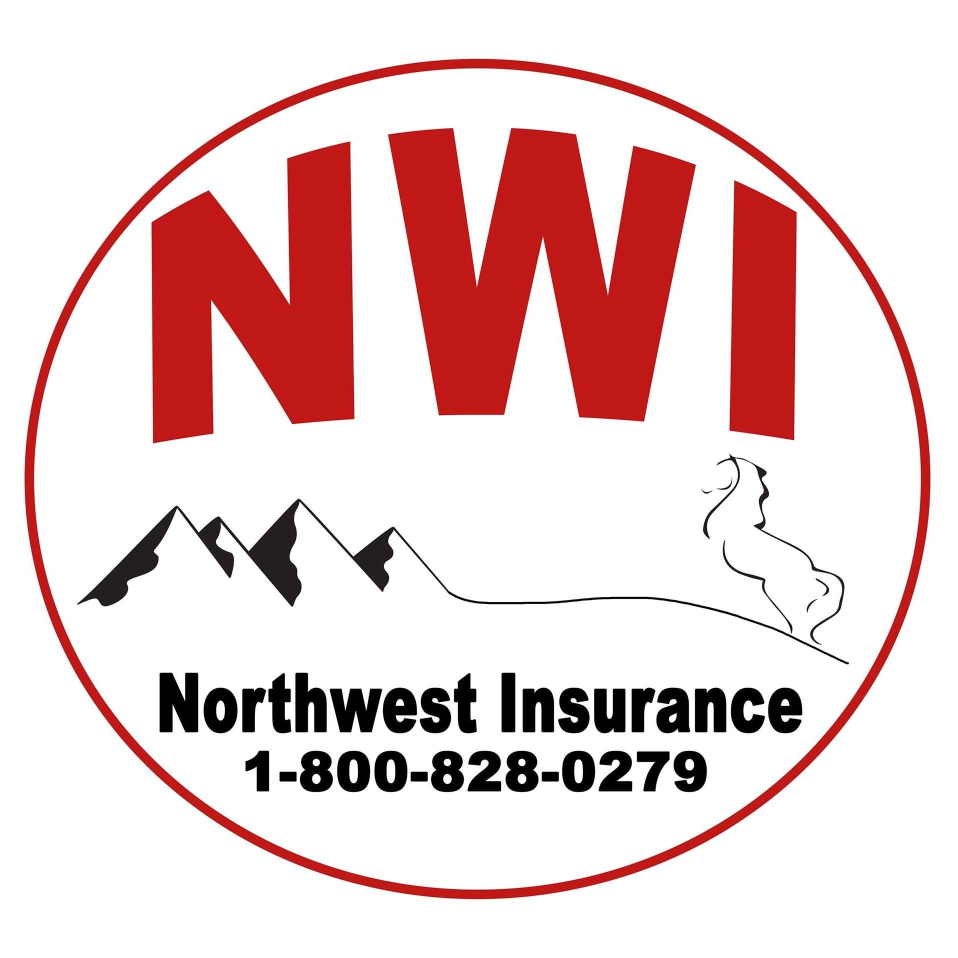 The logo for northwest insurance shows a horse and mountains.