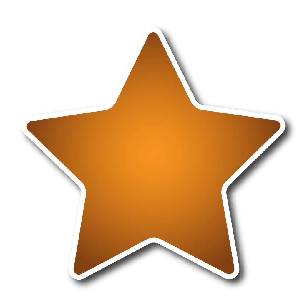 A brown star with a white outline on a white background