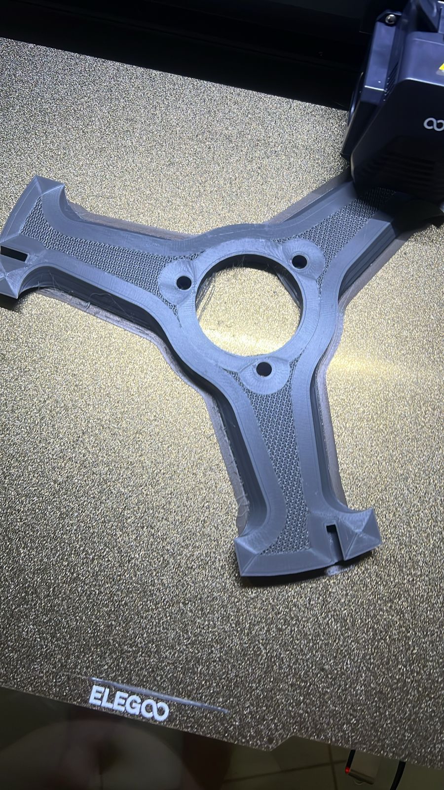 3D-printed grey object