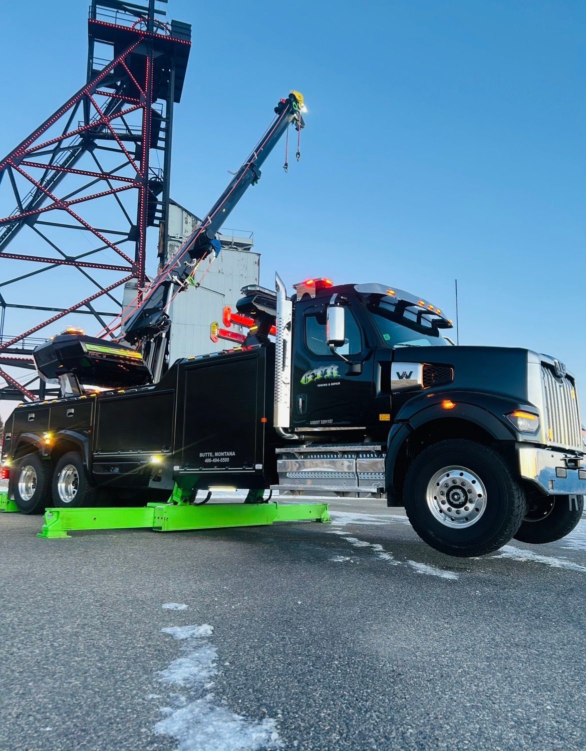 White tow truck with 