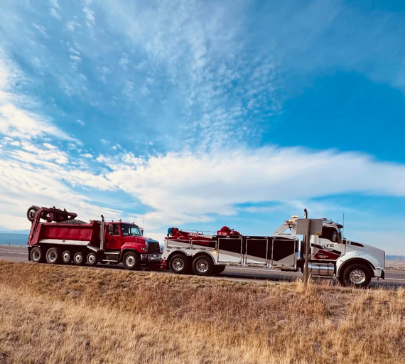 White tow truck with 