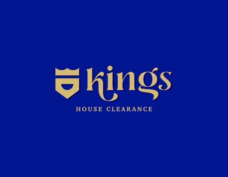 The logo for kings house clearance is on a blue background.