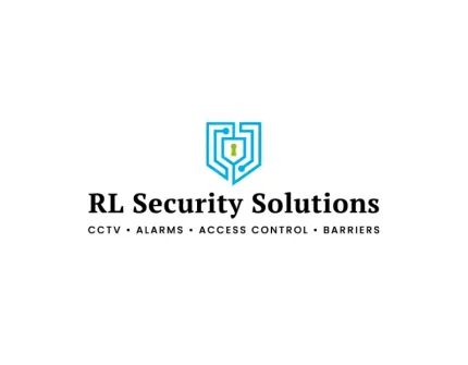 A logo for a security company called rl security solutions.