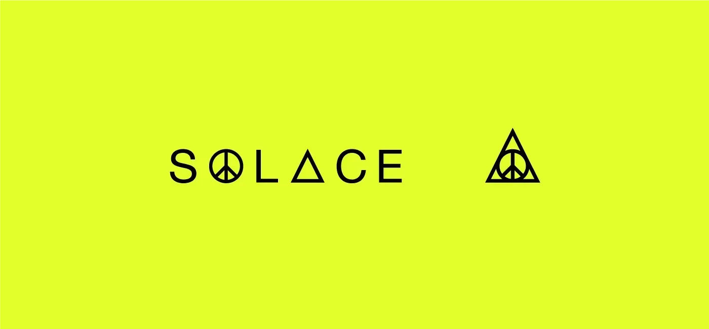 A yellow background with the word solace and a triangle.