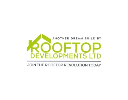 A logo for rooftop developments ltd , another dream build by join the rooftop revolution today.