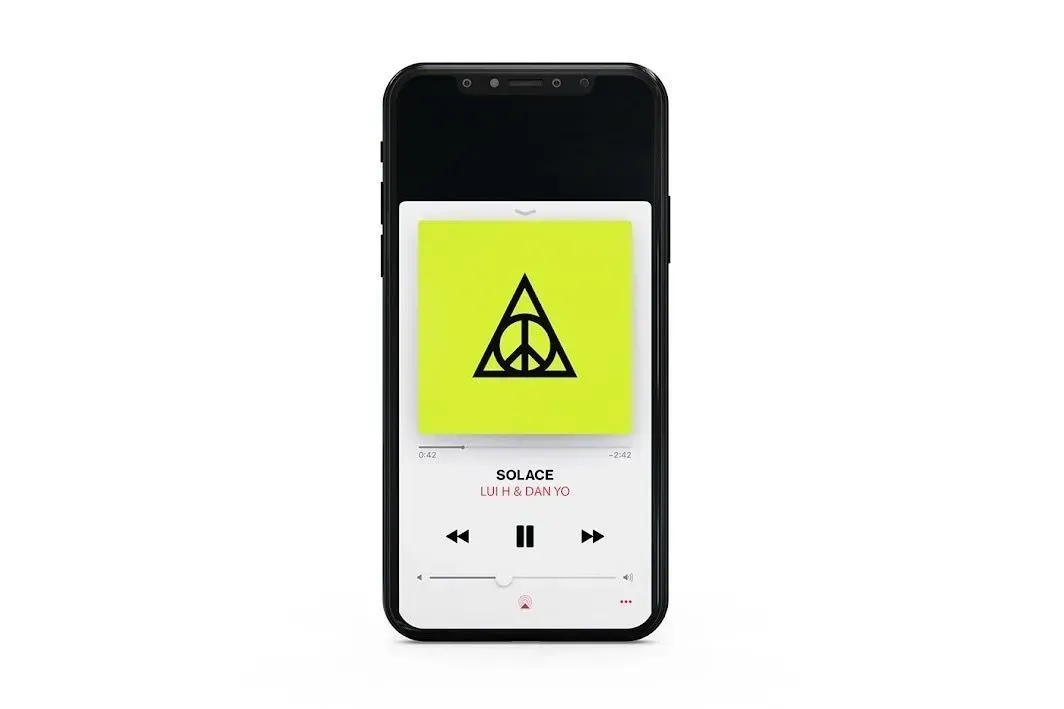 A cell phone with a peace sign on the screen.