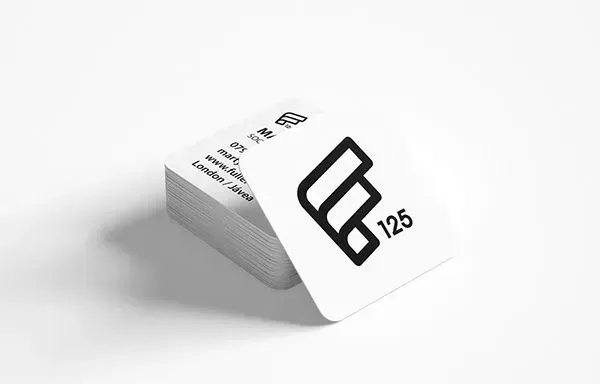 A stack of business cards with the number 125 on them.