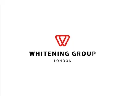 A whitening group london logo with a red w on a white background.