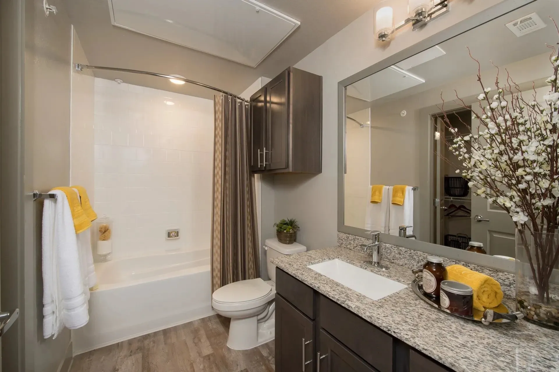 Modern bathroom with a tub and sink