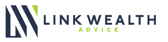 Logo of Link Wealth Advice: Blue and green geometric shapes with the text 